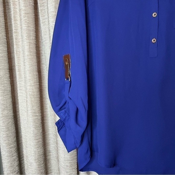 Zac & Rachel Purple Flowy Cuffed Sleeve Tunic Blouse Size Large - Picture 3 of 16